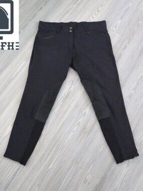 Romfh Sarafina Knee Patch Breeches Women's Charcoal Equestrian Stretch Size 34